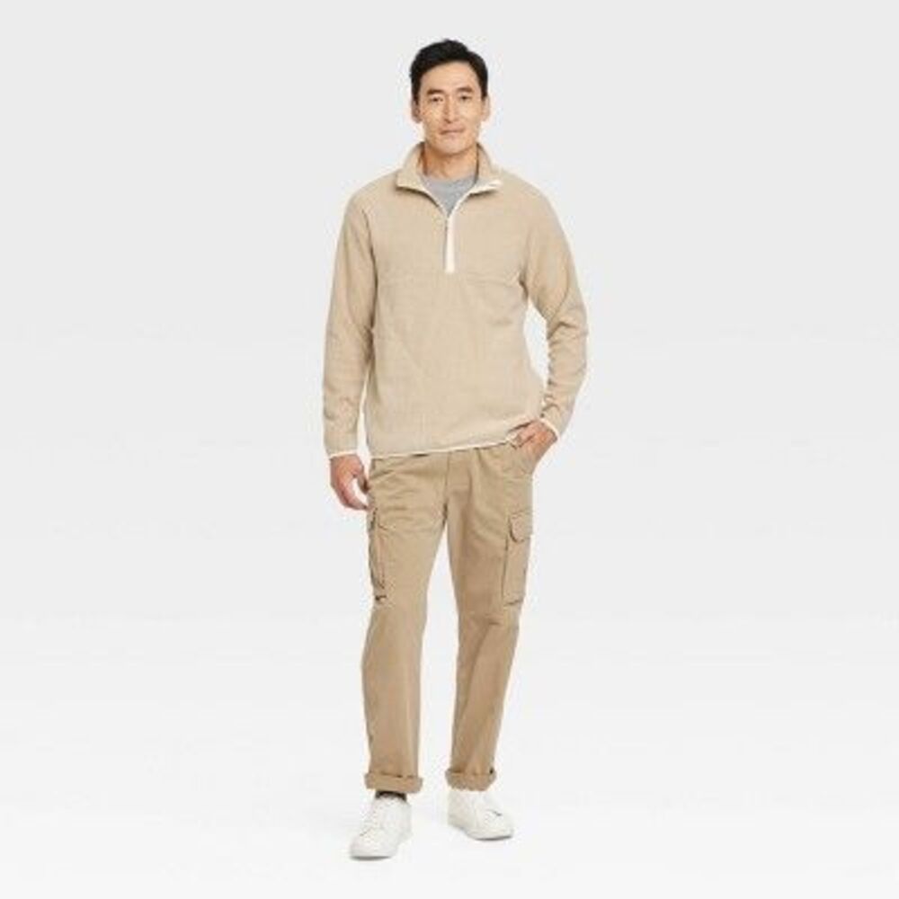 Goodfellow & Co - Men's Polar Fleece Half Zip Sweatshirt - Goodfello Tan - Picture 2 of 2